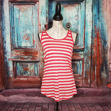 Load image into Gallery viewer, Coral Striped Racer Back Tank Top