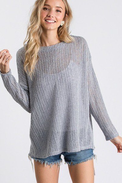 Open Back Detail Long Sleeve Top With Self Tie