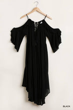 Load image into Gallery viewer, Ruffled Cold Shoulder Maxi Dress With Front Tassel Tie