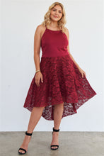 Load image into Gallery viewer, Plus Size Cabernet Square Neckline Hi-low Floral Lace Maxi Dress