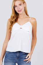 Load image into Gallery viewer, V-neck w/front bow tie eyelet woven cami top