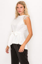 Load image into Gallery viewer, Floral Crochet Lace Belted Top