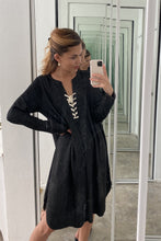 Load image into Gallery viewer, Lace Up V Neck Loose Tunic Dress