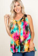 Load image into Gallery viewer, Tie Dye Sleeveless V Neck Swing Tunic Top
