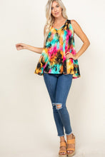 Load image into Gallery viewer, Tie Dye Sleeveless V Neck Swing Tunic Top