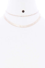 Cargar imagen en el visor de la galería, Herringbone Rhinestone Chain 2 Layered Necklace Earring Set