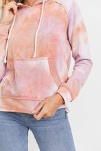 Cargar imagen en el visor de la galería, Baby Fleece Tie Dyed Front Pocket Detailed Ls Hoodie Top