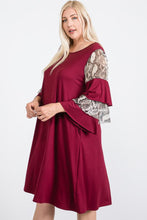 Load image into Gallery viewer, Mixed Ruffle Sleeve With Hidden Pocket A Line Dress