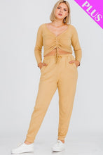 Load image into Gallery viewer, Plus Size Strap Ruched Top And Jogger Pants Set