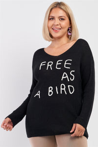Plus "free As A Bird" Logo Knit Sweater