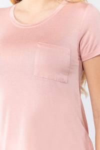 Short Sleeve Scoop Neck Top With Pocket