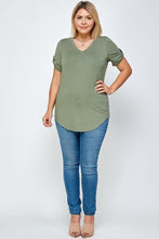 Load image into Gallery viewer, Solid Knit V-neck Tee