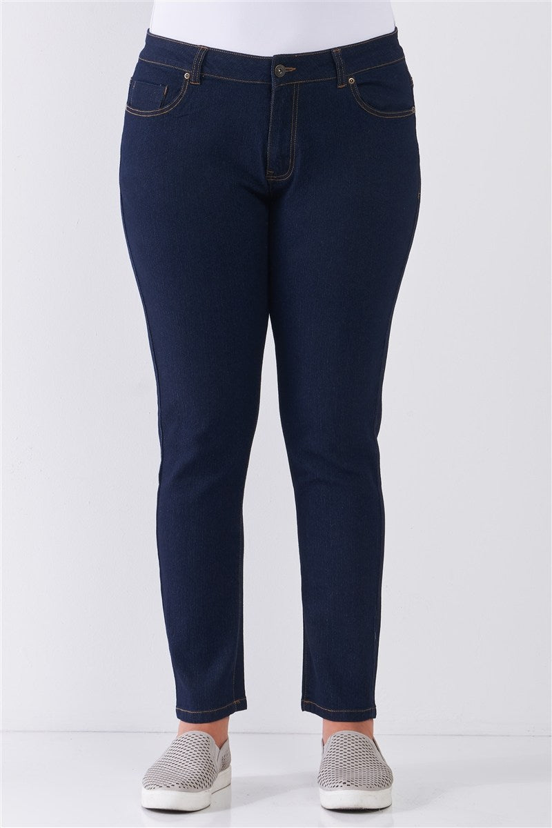 Plus Dark Blue Denim Mid-rise Skinny Jeans
