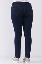 Load image into Gallery viewer, Plus Dark Blue Denim Mid-rise Skinny Jeans