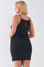 Cargar imagen en el visor de la galería, Plus Size Black Surplice Neckline Cami Mini Dress