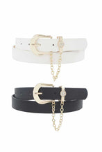 Load image into Gallery viewer, Rhinestone Circle Pave Chain Looped Duo Buckle Belt