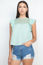 Load image into Gallery viewer, Lace Illusion Flutter Sleeves Top