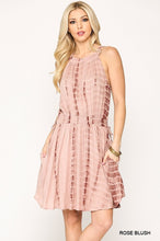 Load image into Gallery viewer, Tie Dye Halter Neck Waist Smocked Dress With Side Tie And Pockets
