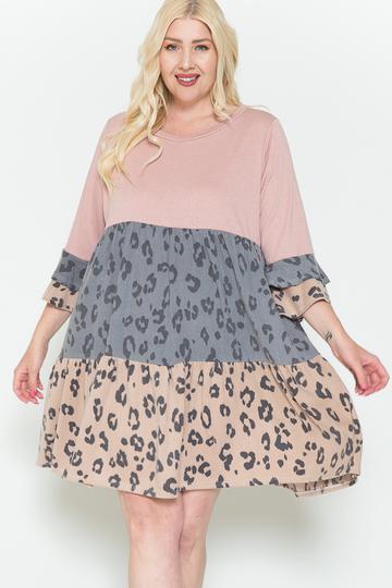 Leopard Print Ruffled And Bell Sleeve Dress