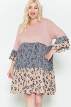 Load image into Gallery viewer, Leopard Print Ruffled And Bell Sleeve Dress