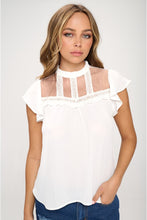 Load image into Gallery viewer, Lace Yoke Mock Neck Top