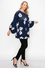 Load image into Gallery viewer, Floral, Bubble Sleeve Tunic Top