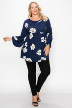 Load image into Gallery viewer, Floral, Bubble Sleeve Tunic Top