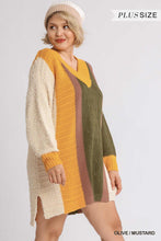 Cargar imagen en el visor de la galería, Oversized Multicolor Bouclé V-neck Pullover Sweater Dress With Side Slit