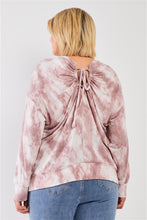 Load image into Gallery viewer, Plus Mauve Tie-dye Ruched Back Detail Long Sleeve Sweatshirt Top