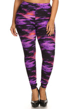 Load image into Gallery viewer, Plus Size Super Soft Peach Skin Fabric, Galaxy Graphic Printed Knit Legging With Elastic Waist Detail. High Waist Fit