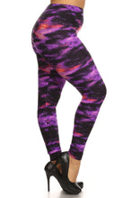 Load image into Gallery viewer, Plus Size Super Soft Peach Skin Fabric, Galaxy Graphic Printed Knit Legging With Elastic Waist Detail. High Waist Fit