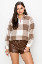 Load image into Gallery viewer, Plaid Zip-up Sweater Jacket