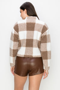 Plaid Zip-up Sweater Jacket