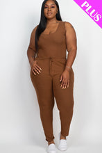 Load image into Gallery viewer, Plus Ribbed Sleeveless Drawstring Jumpsuit