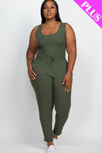 Load image into Gallery viewer, Plus Ribbed Sleeveless Drawstring Jumpsuit