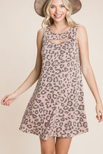 Load image into Gallery viewer, Cute Animal Print Cut Out Neckline Sleeveless Tunic Dress