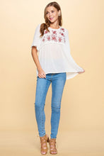 Load image into Gallery viewer, This Detailed Lace Trimmed Bubble Chiffon Blouse