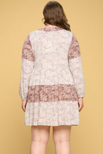 Cargar imagen en el visor de la galería, Color Block Floral Print Tiered Mini Dress