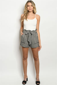 Black and Cream Checkered Shorts