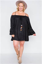 Load image into Gallery viewer, Black Faux Suede Mini Dress