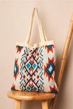 Load image into Gallery viewer, Tribal Print Knit Boho Tote Bag