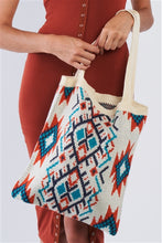 Load image into Gallery viewer, Tribal Print Knit Boho Tote Bag