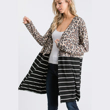 Load image into Gallery viewer, Leopard and Stripes Black Cardigan