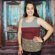 Load image into Gallery viewer, Color block tank top with leopard print