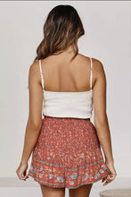 Load image into Gallery viewer, Red Summer Boho Floal Print A-line Elastic Waist Shorts