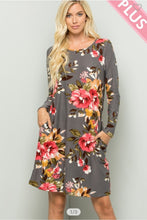 Load image into Gallery viewer, Gray Floral Dress