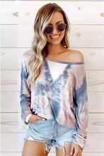 Load image into Gallery viewer, Blue Tie-Dye Pullover Blouse