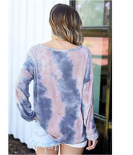 Load image into Gallery viewer, Blue Tie-Dye Pullover Blouse
