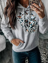 Load image into Gallery viewer, Leopard and Lips Gray Hoodie