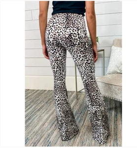 Leopard Print Bell Bottom Pants